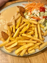Paniertes Schnitzel Mit Pommes Und Beilage Salat